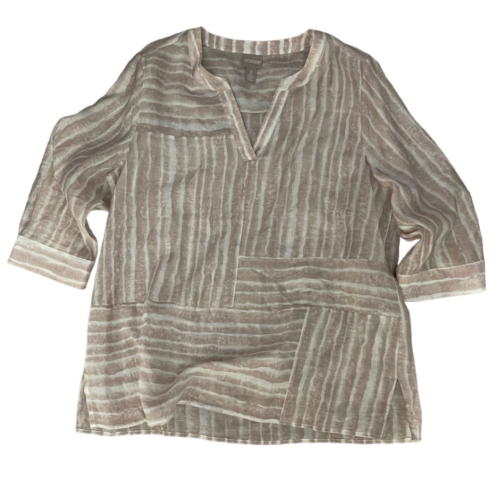 Chico’s flare sleeve v neck blouse L